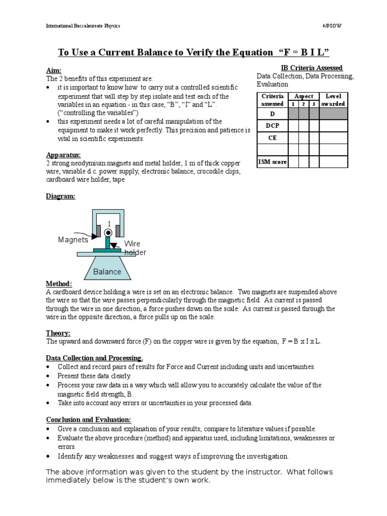 Force Lab PDF Experiment Field