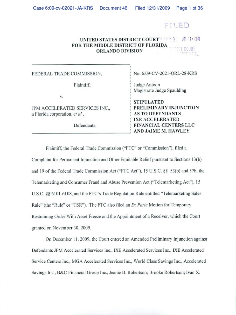 Jaime Judgment 5 PDF Receivership Federal Trade Commission