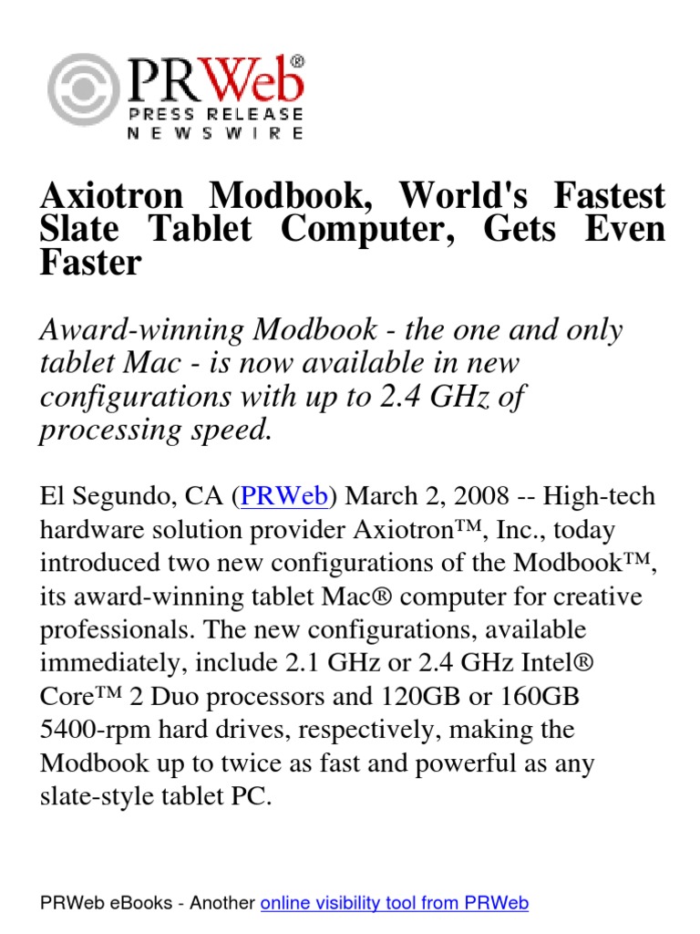 Axiotron Modbook, World's Fastest Slate Tablet Computer, Gets Even ...