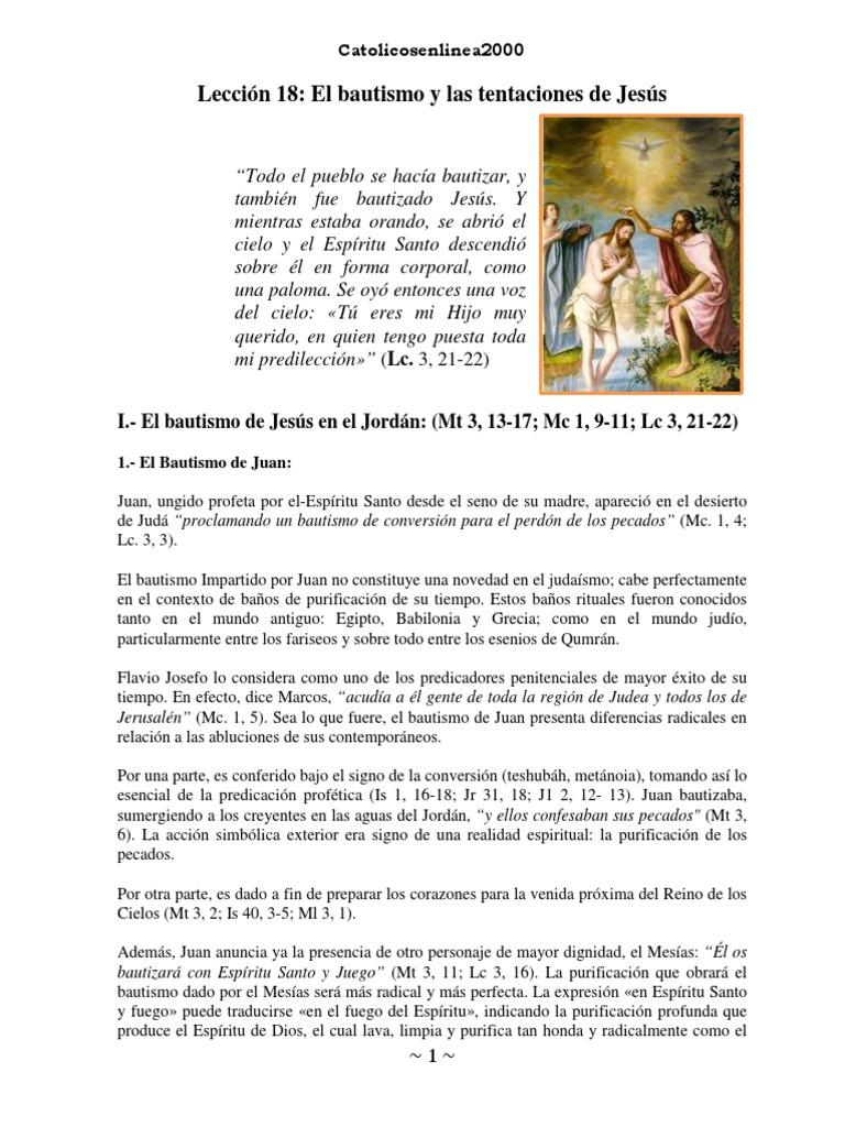 Curso Bíblico Lección 18 El Bautismo Y Las Tentaciones De