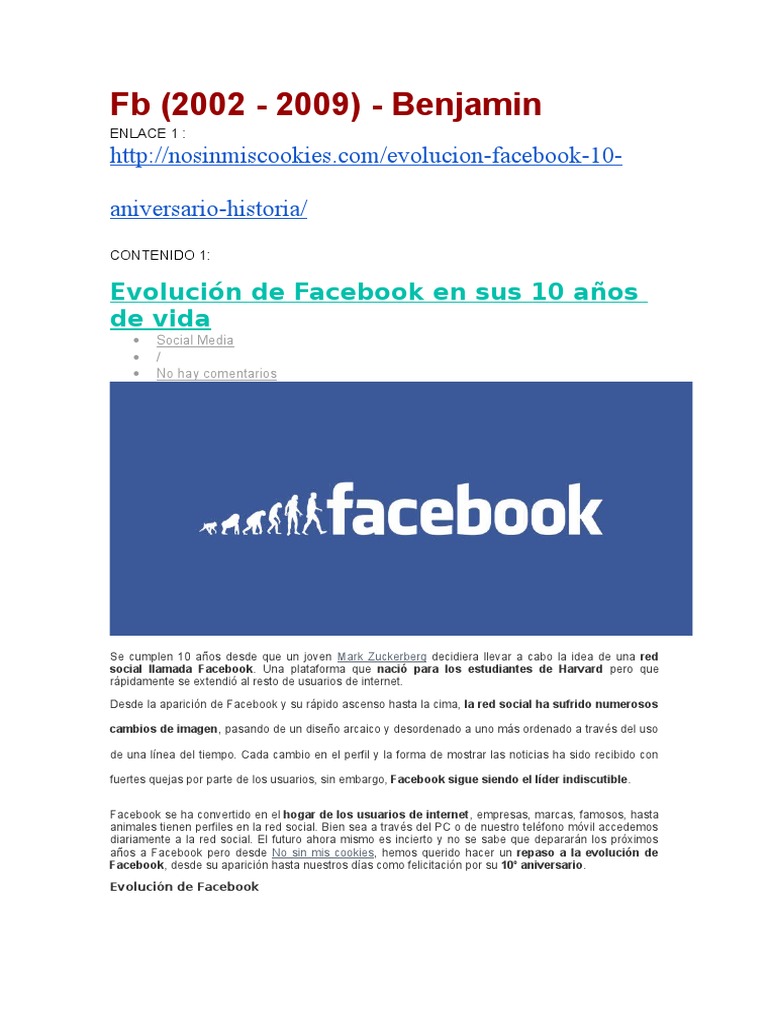 Evolución de Facebook (2002-2009) | PDF | Facebook | Mark Zuckerberg