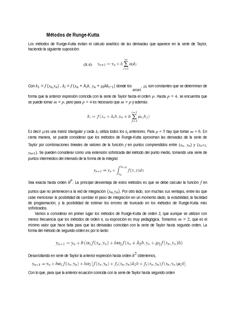 Runge Kutta 4 PDF Integral Ecuaciones