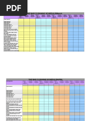 Bar Cleaning Schedule