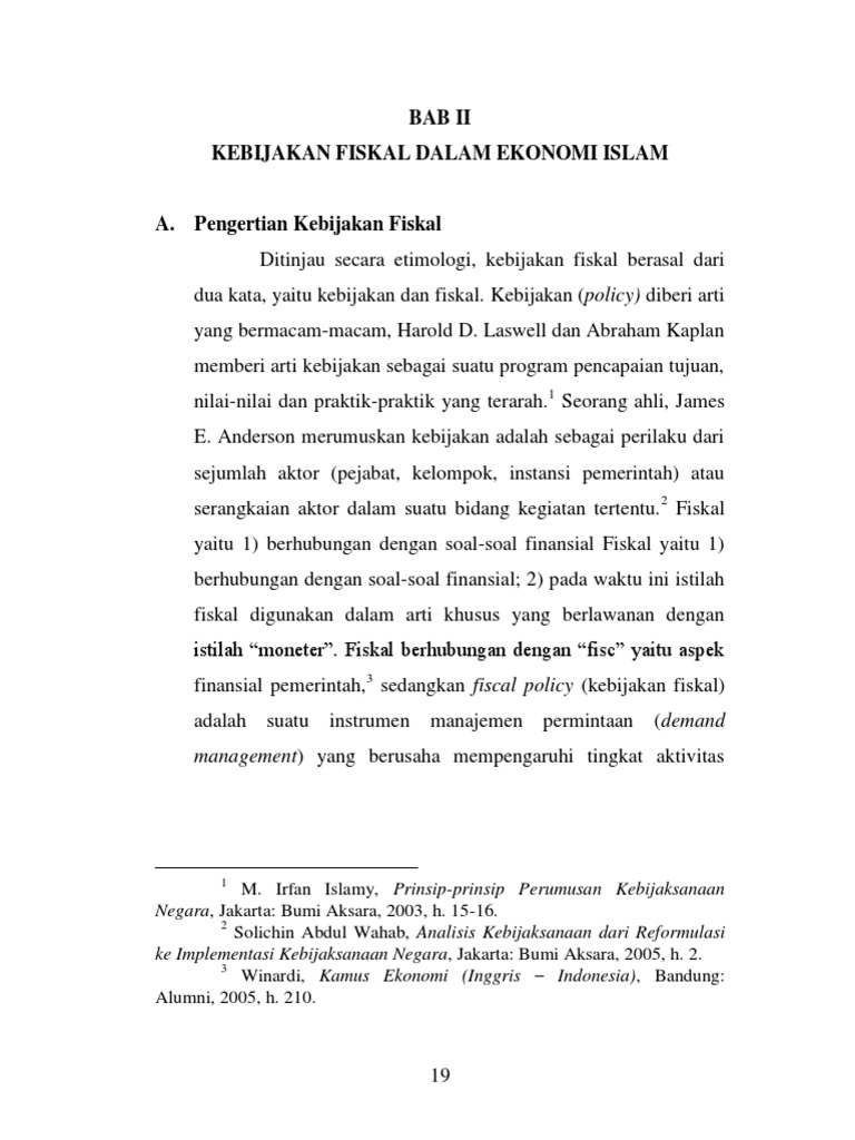 Pertanyaan Tentang Kebijakan Fiskal Dalam Ekonomi Islam