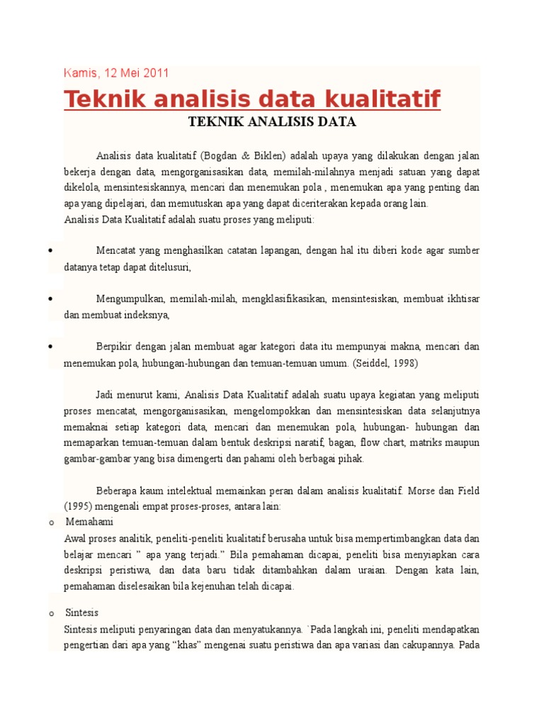 Kaedah Analisis Data Kualitatif Pdf