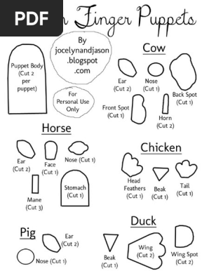 Farm Animal Finger Puppets Quiet Book Template
