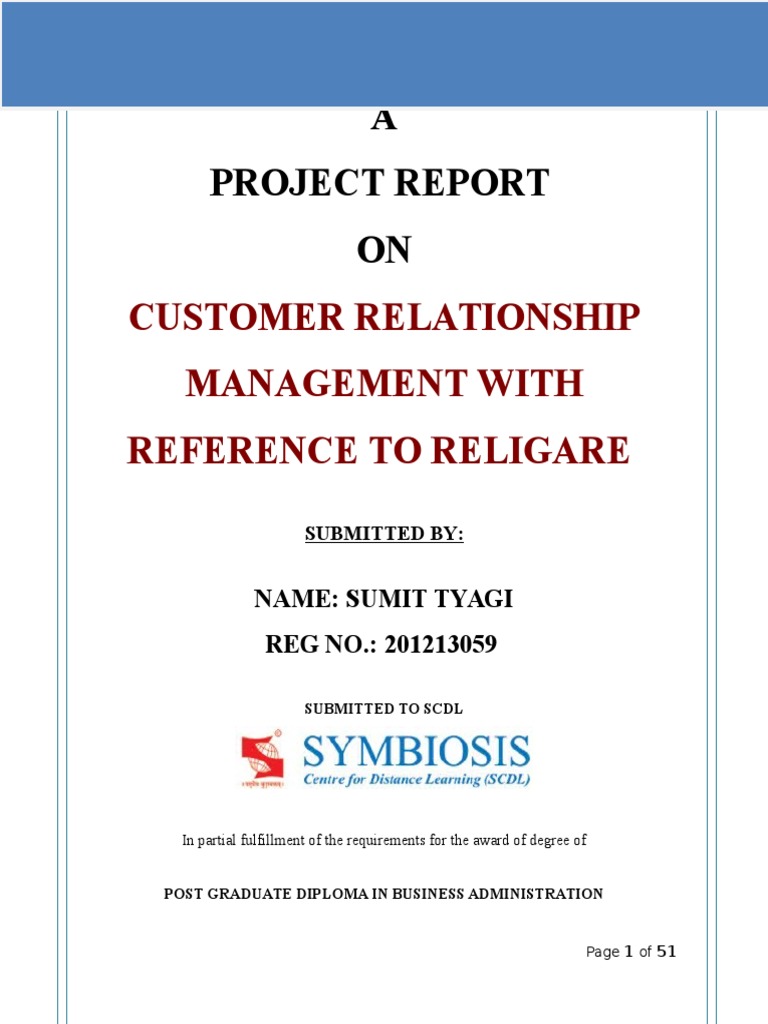 CRM Project Report | PDF | Customer Relationship Management | Sales