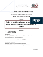 Suivi Et Amélioration de La Qualité Des Eaux Traitées Tertiaire Au Niveau de La STEP Marrakech