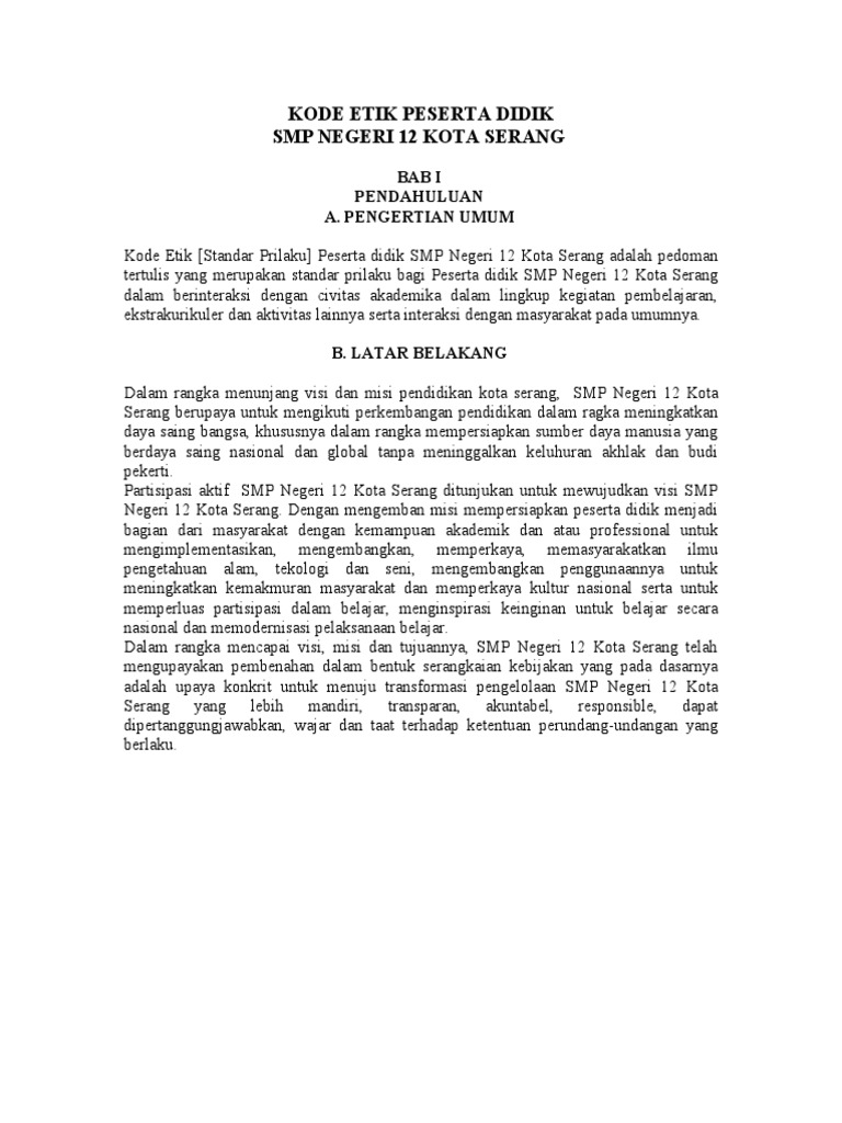 Kode Etik Siswa