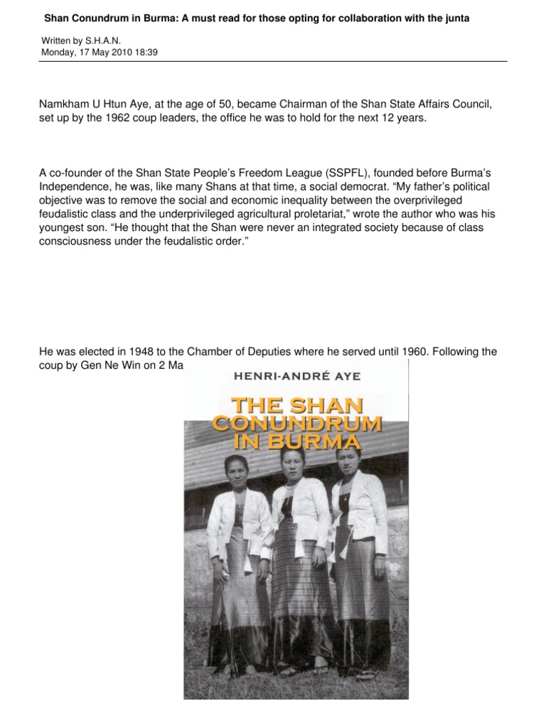 Shan Conundrum in Burma: A Must Read For Those Opting For Collaboration ...