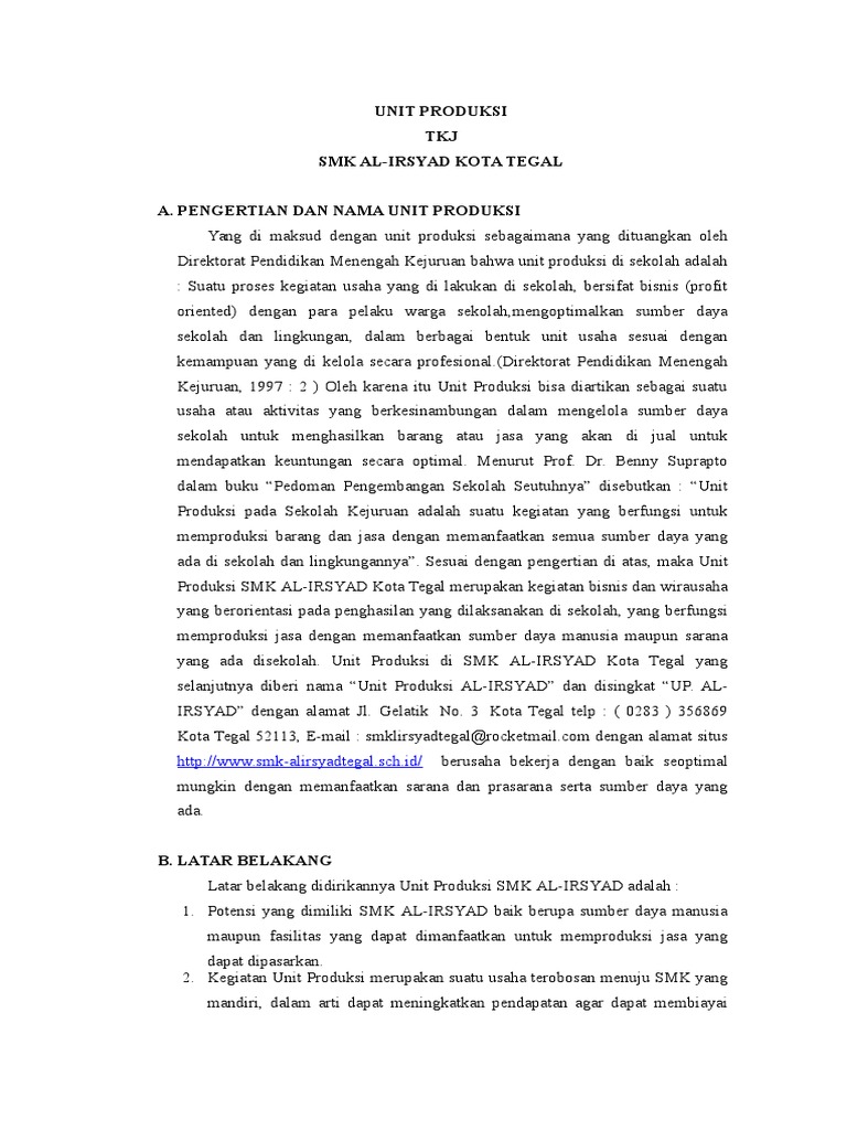 Unit Produksi Tkj Alirsyad
