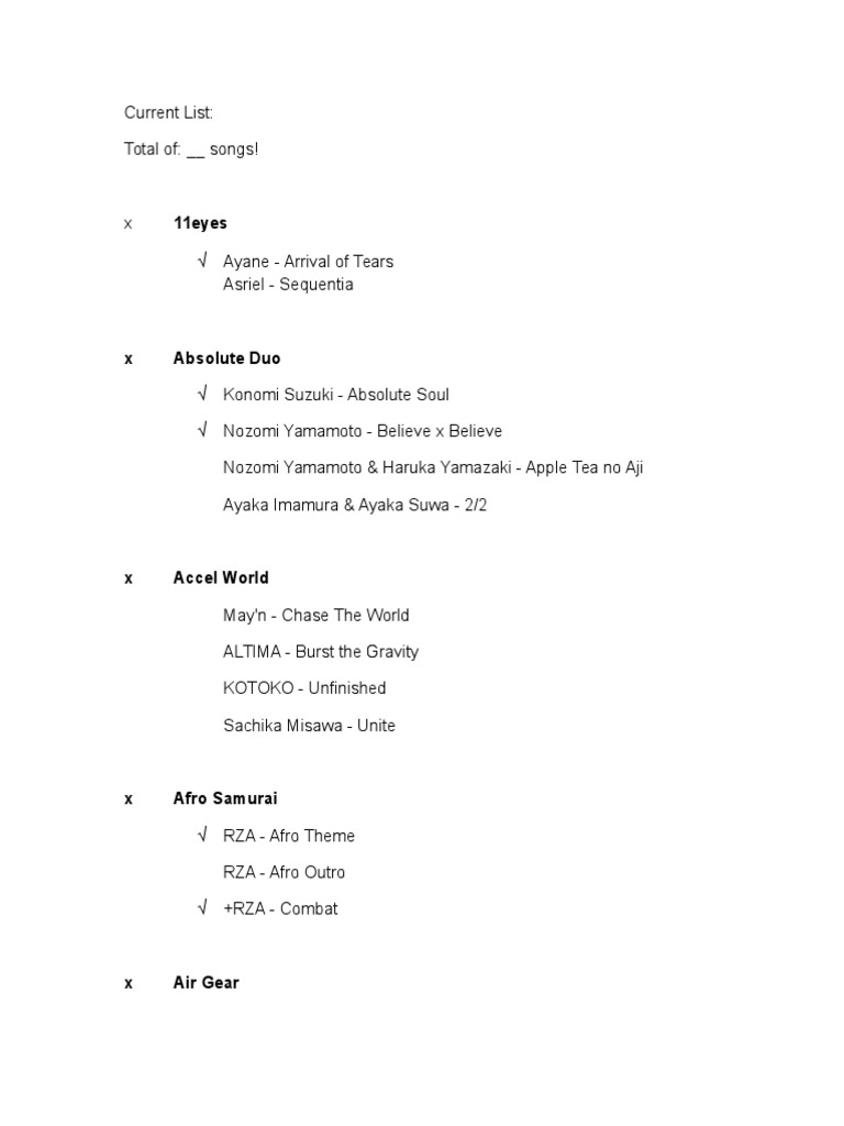 Anime Op Ed List Pdf
