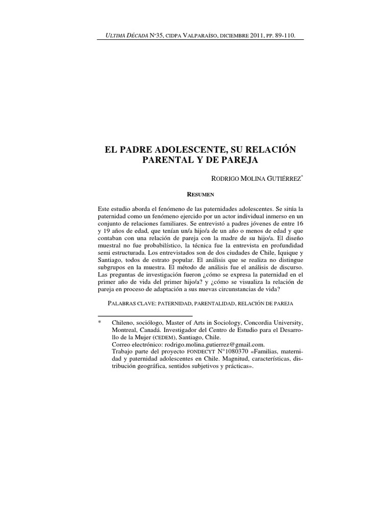 Paternidad Joven Pdf Juventud Adultos