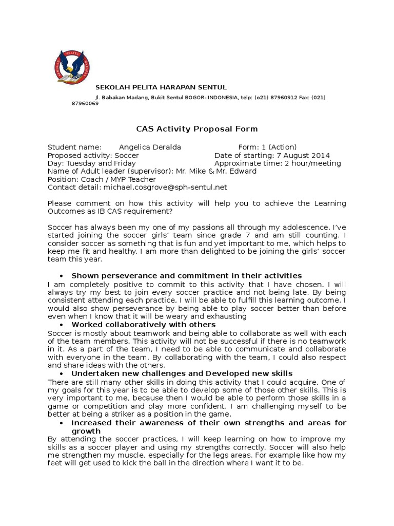 CAS Soccer Activity Proposal Form | PDF