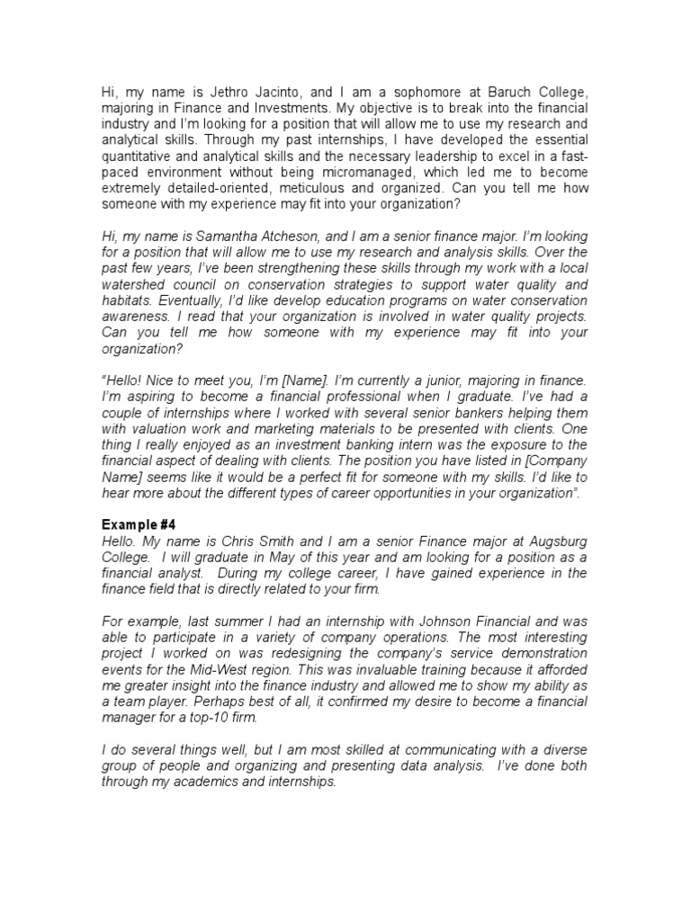 Elevator pitch examples for job seekers image