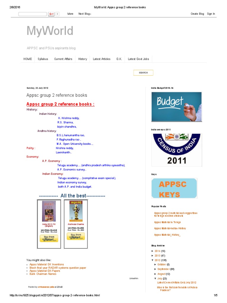 Myworld Appsc Group 2 Reference Books Business