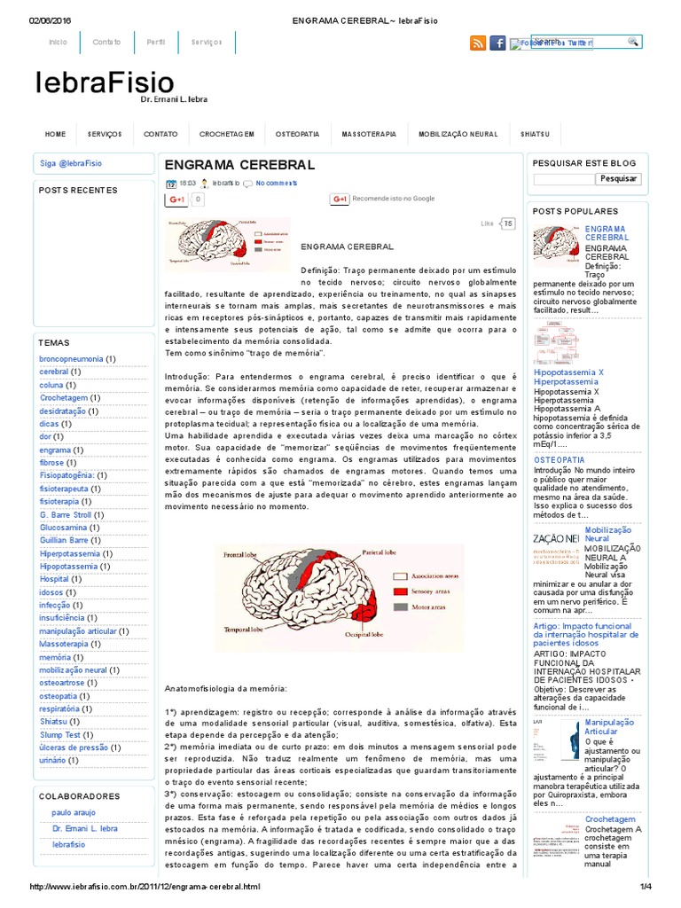 Engrama Cerebral - Pesquisa | PDF | Memória | Telencéfalo