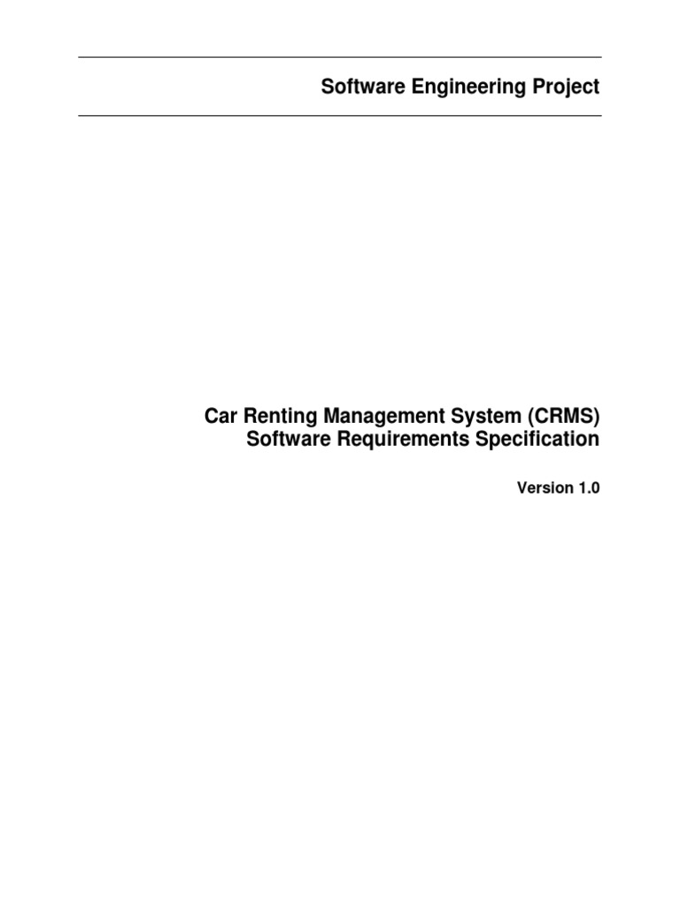 Car Rental System - System Requirement Definition | Application