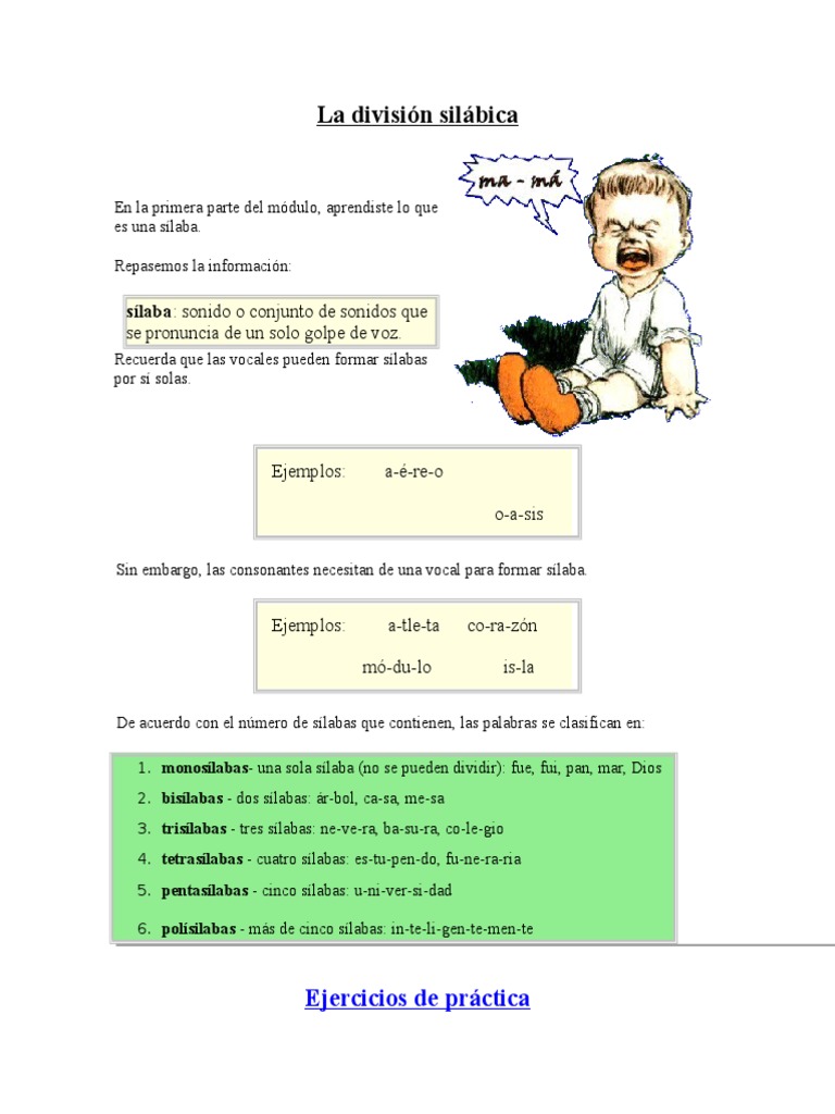 Reglas y Ejemplos de División Silábica | PDF | Sílaba | Vocal