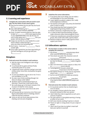 Speakout Vocabulary Extra Advanced Unit 02 Crossword Phrase