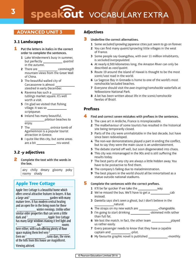 Speakout Vocabulary Extra Advanced Unit 03 Grammar Linguistic 