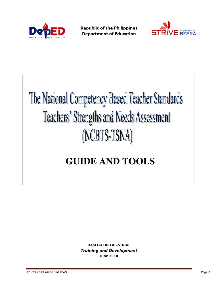 NCBTS-TSNA Guide for Teacher Development | PDF | Needs Assessment ...