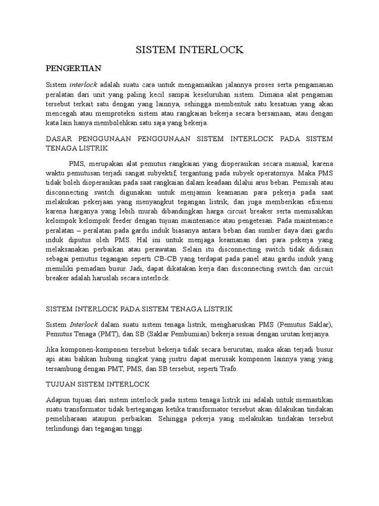 Pengertian dan Fungsi Sistem Interlock | PDF