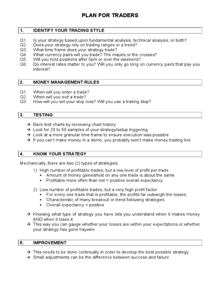 Trading Plan Guide for Success | PDF | Business