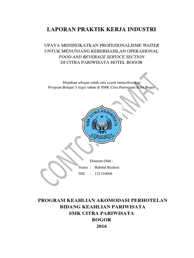 Contoh Laporan Pkl Smk Jurusan Pariwisata - Kumpulan Contoh Laporan