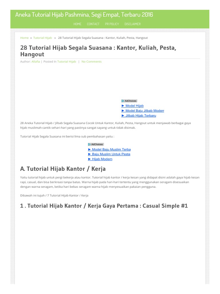 28 Tutorial Hijab Segala Suasana Kantor Kuliah Pesta Hangout