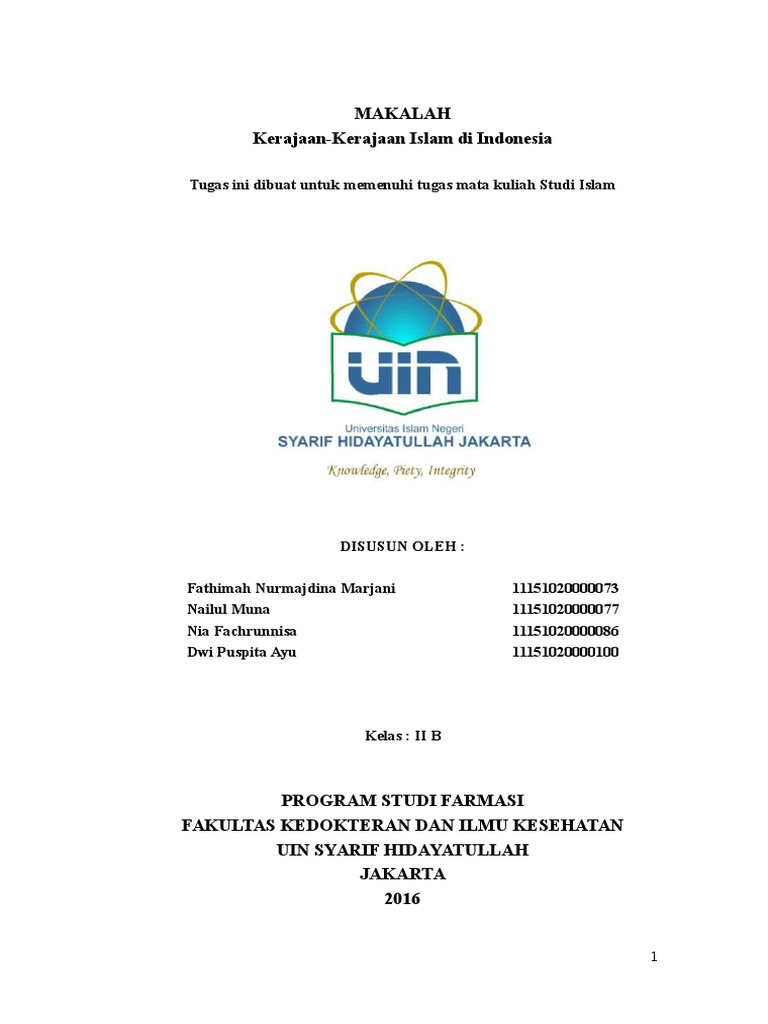 Studis Makalah Kel 10 Kerajaan Kerajaan Islam Di Indonesia Docx