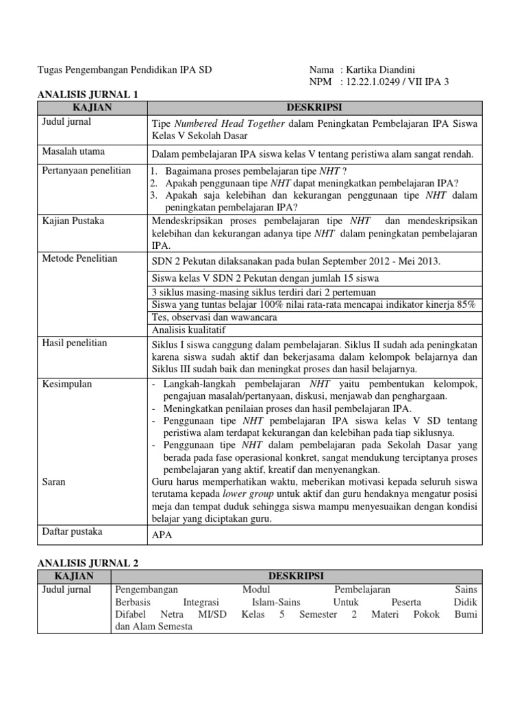 Analisis Jurnal Kd Pdf