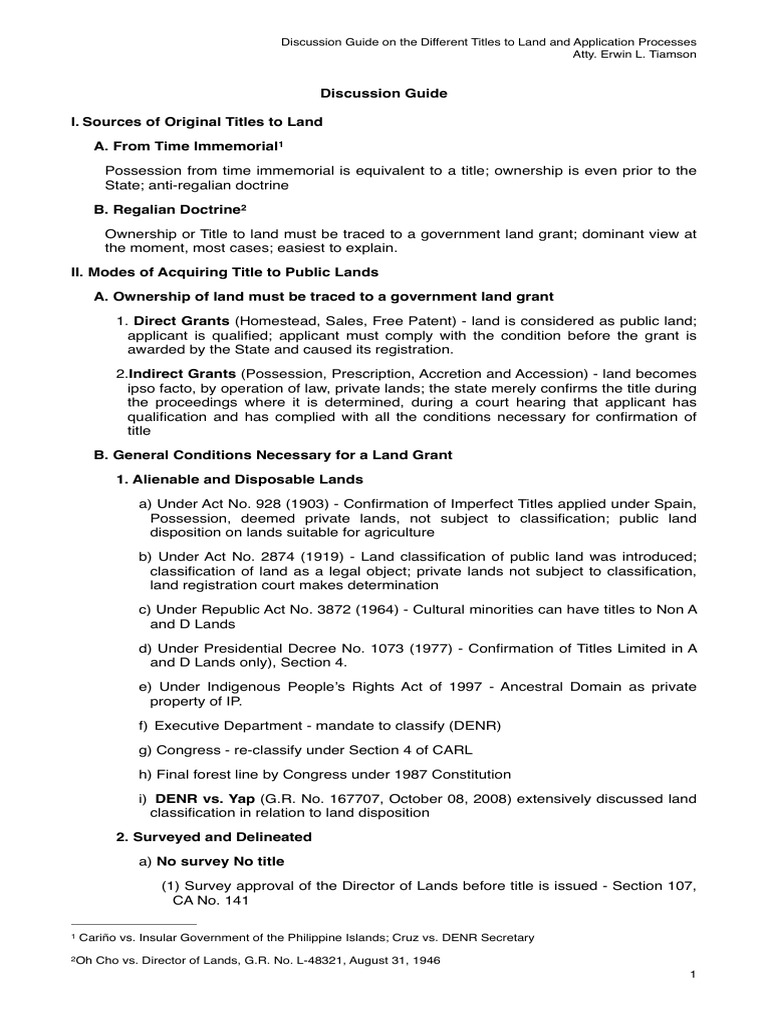 Arellano Outline Land Disposition.pdf Deed Judgment (Law)