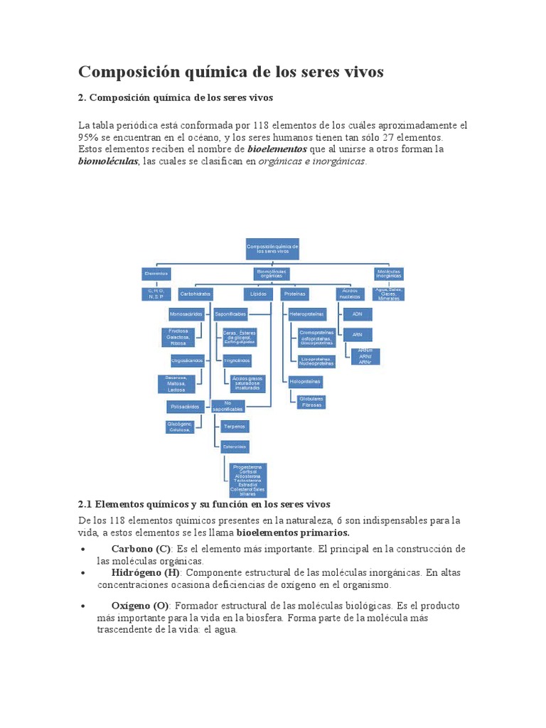 Composición Química de Los Seres Vivos | PDF | Carbohidratos | Lípido