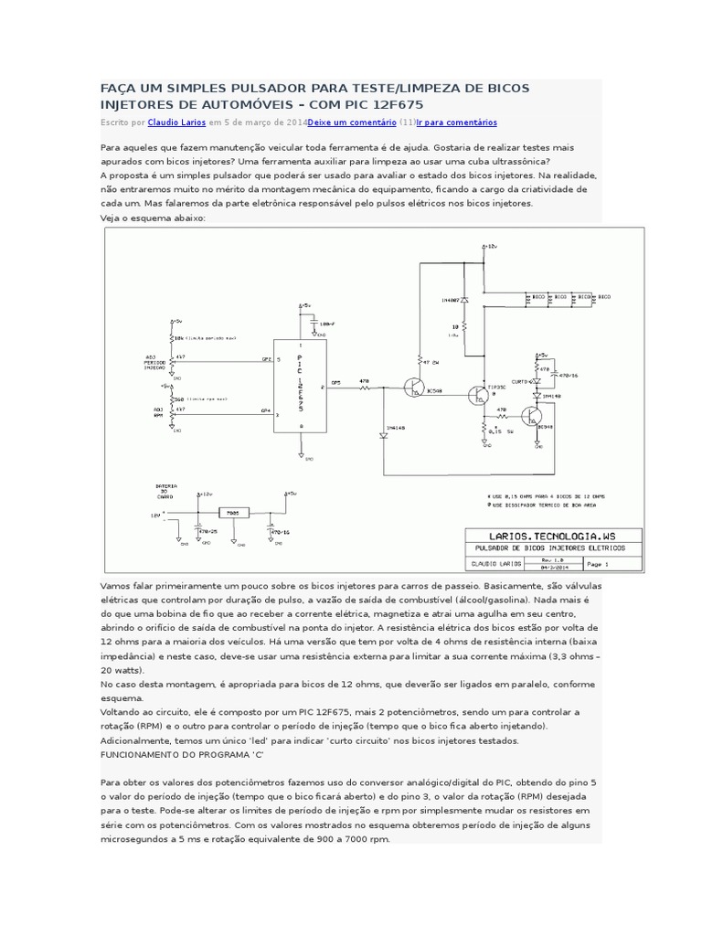 Pulsador para Teste de Bicos Injetores | PDF | Diodo emissor de luz ...