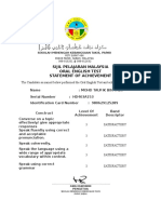 Sijil Pelajaran Malaysia Oral English Test Statement of Achievement