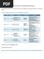 Perfil de Vagas - Concurso Relações Internacionais UFT