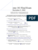 Astronomy 161 Final Exam Questions and Answers