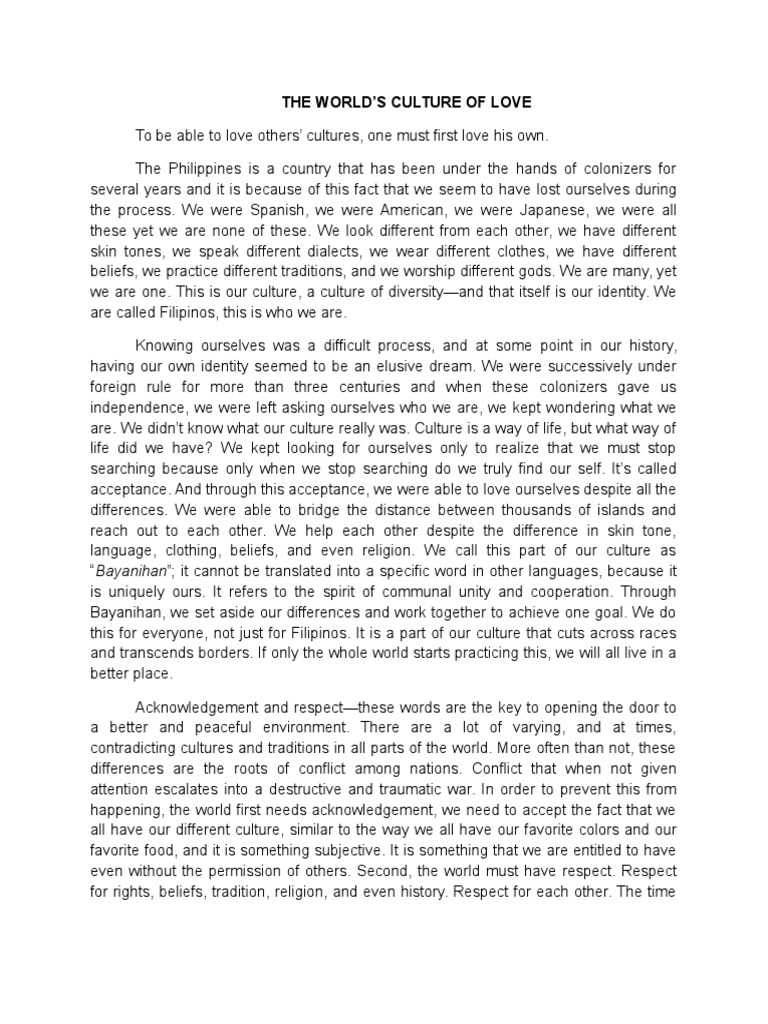 A Culture of Love | PDF | Traditions | Philippines