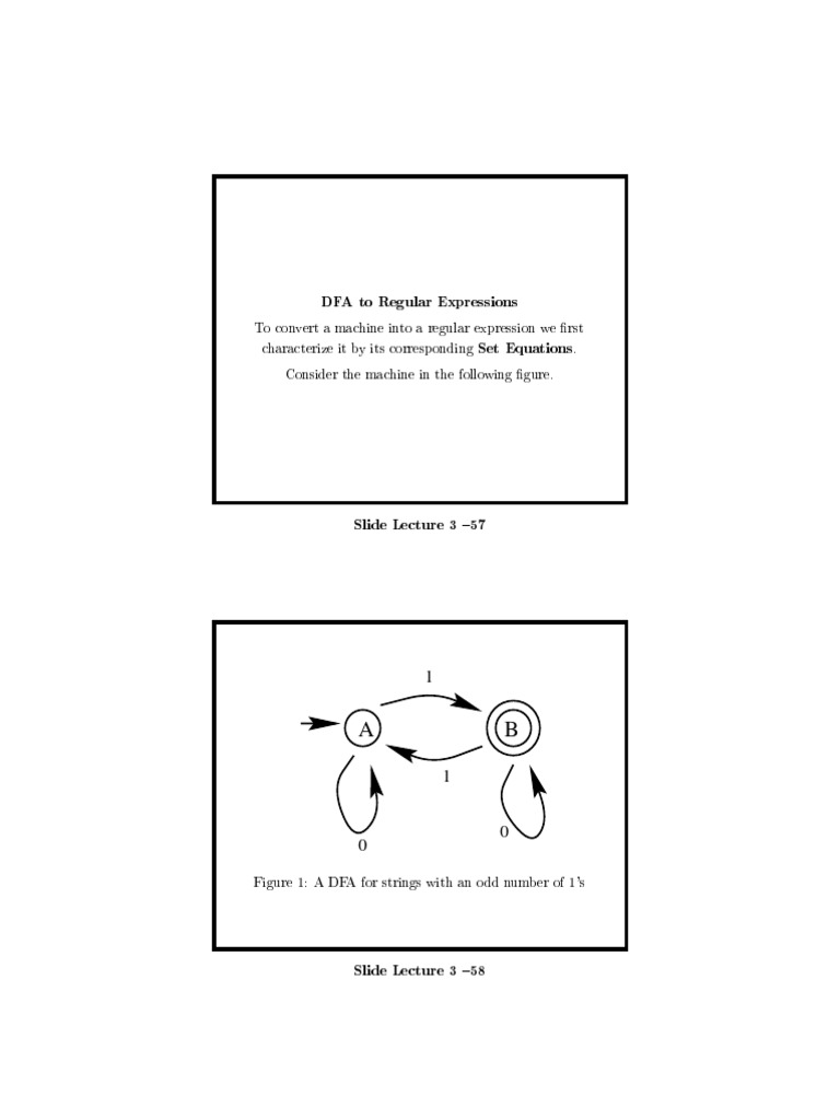 DFA To Regular Expressions Set Equations | PDF | Mathematical Concepts ...