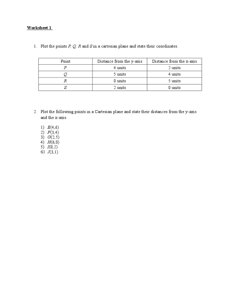 Coordinates Worksheet for Plotting Points | PDF | Teaching Methods ...