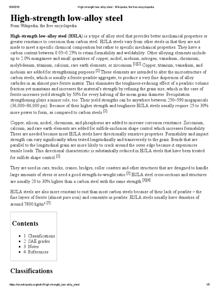 HighStrength LowAlloy Steel Wikipedia, The Free Encyclopedia PDF
