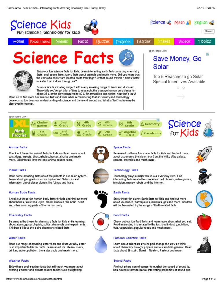 Science Fun Facts Earth Water