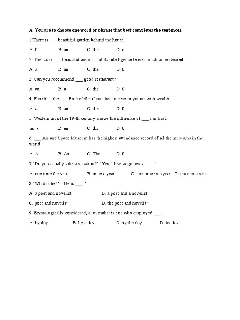 Sentence Completion Exercise | PDF
