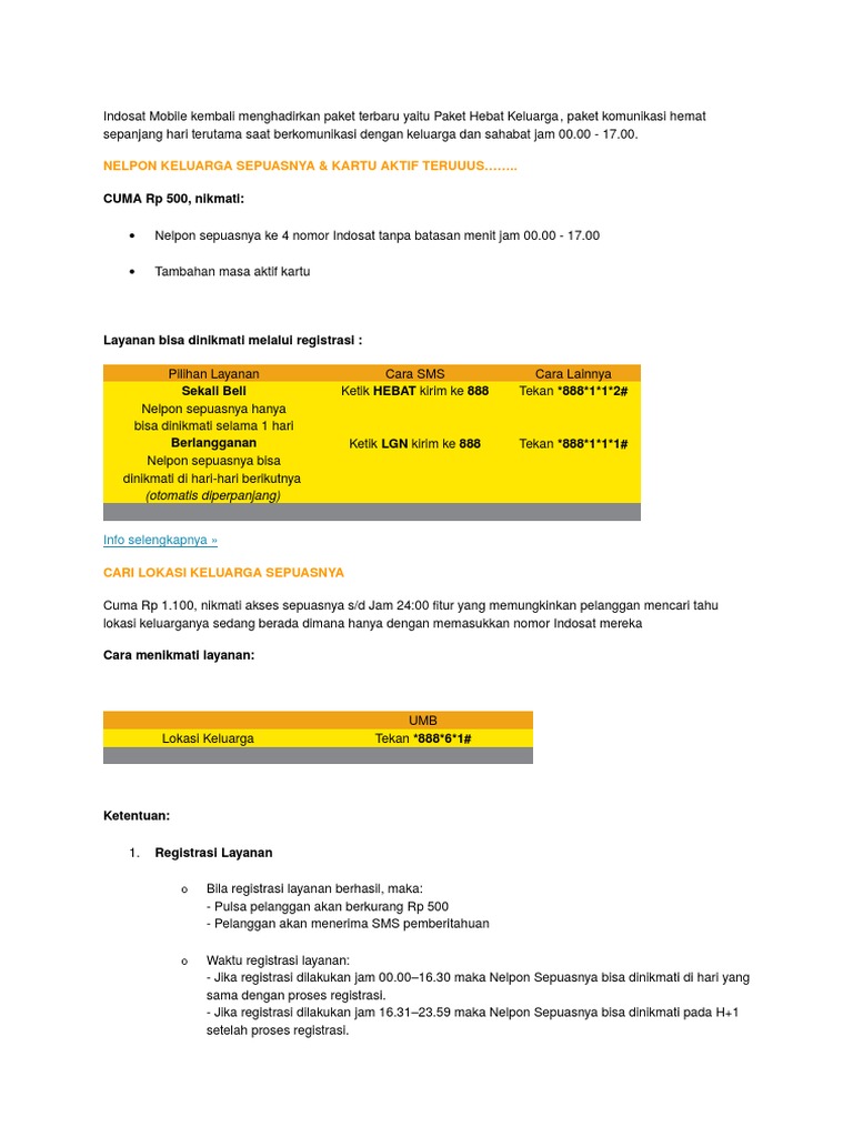 Indosat Mobile Kembali Menghadirkan Paket Terbaru Yaitu Paket Hebat Keluarga