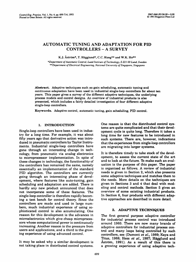 Automatic Tuning and Adaptation For Pid Controllers - A Survey | PDF ...