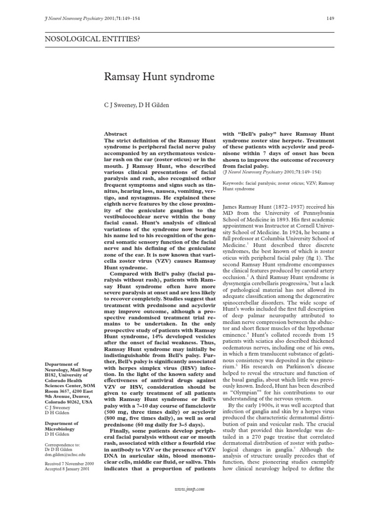 Understanding Ramsay Hunt Syndrome | PDF | Herpes Simplex | Neuroanatomy