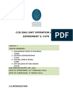 CCB 3062 Unit Operation Lab Ii Experiment 5: CSTR: TH RD