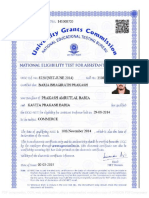 Sample of UGC NET Certificate
