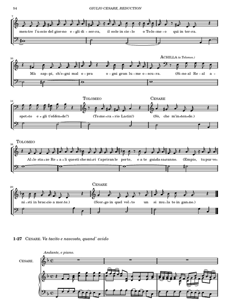 Handel G Va Tacito E Nascosto Quand Avido Aria Da Opera Giulio Cesare